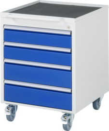 RAU Roll container, 4 Drawer(s), RAL7035 light gray/RAL5010 Gentian blue