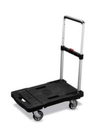 BS-ROLLEN Folding push bar trolley with plastic loading surface, load capacity 150 kg, aluminum/black