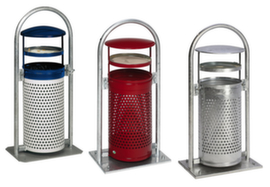VAR Litter garbage can with pipe bend stand RB 002 and ashtray with protective roof