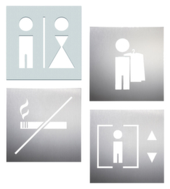 Door sign with stainless steel pictogram