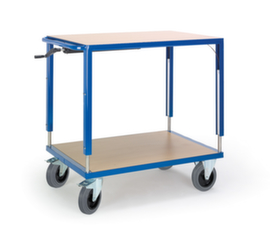 Rollcart Height-adjustable table trolley 1090x700 mm, load capacity 400 kg, 2 Shelves