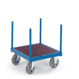 Rollcart Long material trolley with non-slip loading surface and 4 stanchions, load capacity 1000 kg, loading area 620 x 620 mm