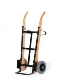 Rollcart Wooden sack truck with steel fittings on uprights and rear wall