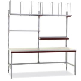 Rocholz Complete packing table System Flex M1 with shelves and plug-in brackets, width x depth 2000 x 800 mm