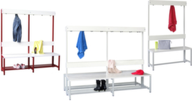 PAVOY Changing room bench Basis with hooks and plastic rails