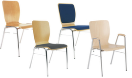 Nowy Styl Wooden shell chair with chrome-plated 4-legged frame