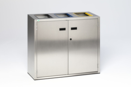VAR Stainless steel recycling collection station, 3 x 90 l