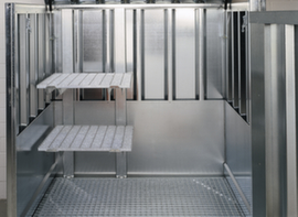 Grid shelving for hazardous goods containers, width x depth 600 x 500 mm