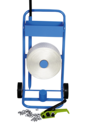 Mobile strapping set for polyester strapping