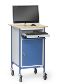 fetra Mobile desk with PC equipment, RAL5007 Brilliant blue/RAL5007 Brilliant blue