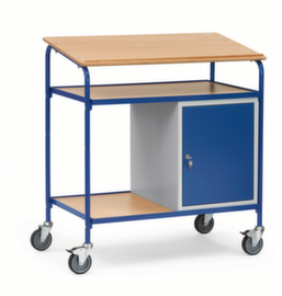 fetra Mobile desk with cabinet, RAL7035 light gray/RAL5007 Brilliant blue