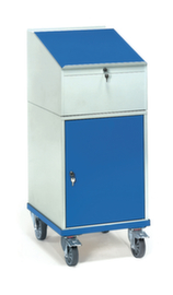 fetra Mobile desk with cabinet, RAL7035 light gray/RAL5007 Brilliant blue