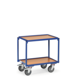 fetra Transport trolley for Euronorm containers with 2 shelves, load capacity 250 kg, RAL5007 Brilliant blue