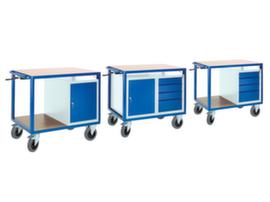Rollcart Height-adjustable table and cupboard trolley