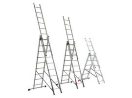 Three-section multi-purpose telescopic ladder