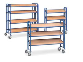 fetra Shelf trolley with inclinable wooden shelves