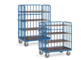 fetra Shelf trolley SUPER-MULTIVARIO with 3 tubular steel walls