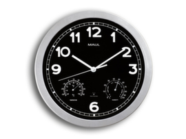 MAUL Radio-controlled wall clock with black dial, with Arabic numerals and dashes, Ø 300 mm