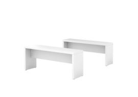 2 white bistro benches