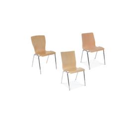Wooden shell chair with chrome-plated 4-legged frame