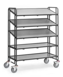 fetra Shelf trolley GREY EDITION for Euronorm containers, load capacity 300 kg, 5 Shelves