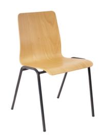 Wooden shell chair with 4-legged frame in anthracite