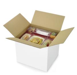 White corrugated cardboard folding box with 40 kg load capacity