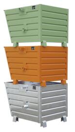 Bauer Stackable tipping container with solid sheet metal walls