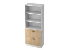 Combination boltless shelving Up and Down with HR pull-outs, 3 Shelf compartments, width 800 mm, white/Oak