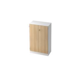 Office hinged door cupboard Up and Down, 3 File heights, white/Oak