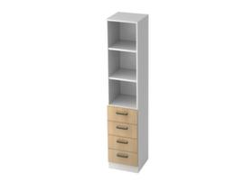 Combination screw rack Up and Down with drawers, 3 Shelf compartments, width 406 mm, white/Oak