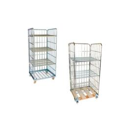 Roll container rolltainer® with 3 walls and 3 shelves