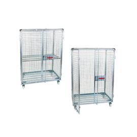 Safety roll container with double hinged door