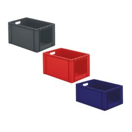 Euronorm stackable containers with open front