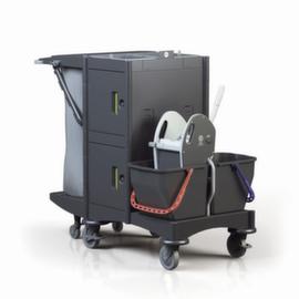 Harema Wet mop trolley Black is Green Brix School with mop press and bin liner holder, 2x15 l Bucket in black