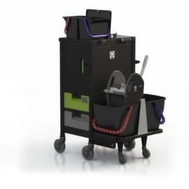 Harema Wet mop trolley Black is Green Brix Office with mop press and bin liner holder, 2x15 l Bucket in black