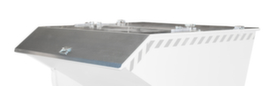 Hinged lid for tipping containers