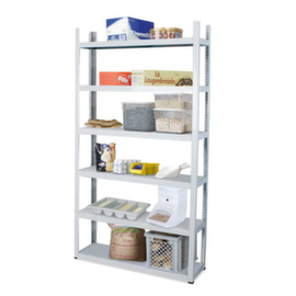 Plug-in file shelving add-on bay, 6 Floors, RAL7035 light gray