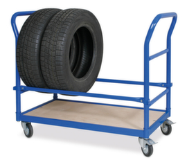 Tire trolley with closed base plate, load capacity 100 kg, 1 Shelves