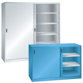 LISTA Sliding-door wardrobe with galvanized shelves