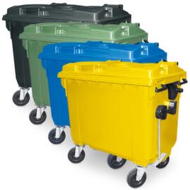 Waste container with hinged lid