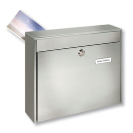 Stainless steel fence mailbox Borkum with nameplate
