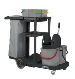 Cleaning trolley with 120-liter bag and mop press, 4x4 l/2x17 l Bucket in red/blue/green/yellow