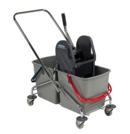 Wet mop trolley with mop press, 2x27 l Bucket in red/blue