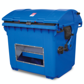 Grit container with discharge opening