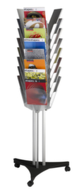 Paperflow Mobile brochure turntable, 24 Shelves, frame aluminum/black