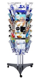 Paperflow Mobile brochure turntable Filario, 24 Shelves, frame silver/black
