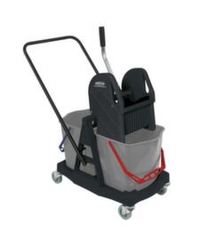 Wet mop trolley with mop press, 2x17 l Bucket in red/blue