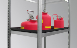 hofe Hazardous goods shelving with PE trays for small containers