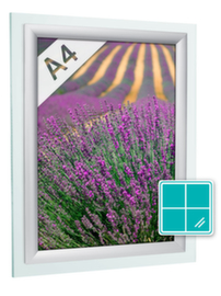 Hinged window frame with counter frame